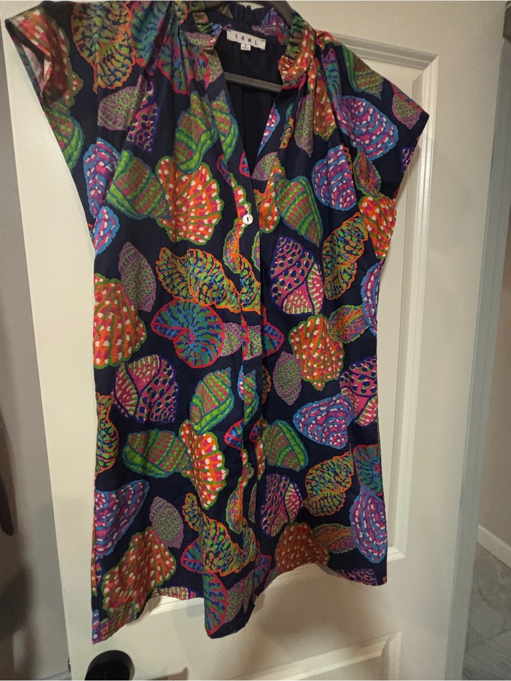 THML Avara Mini Dress with Multicolor Seashell Print